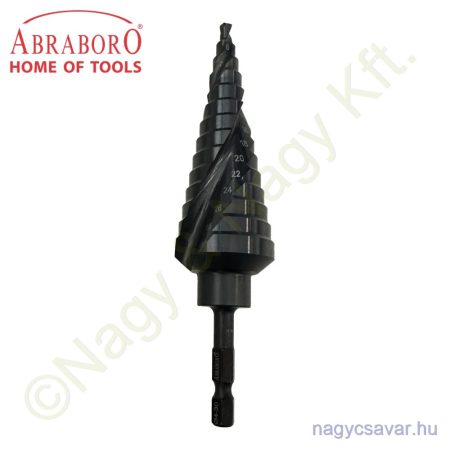 Lépcsős fúró HSS-TiAlN 4-30mm-ig 2mm/lépcsó 115mm ABRABORO