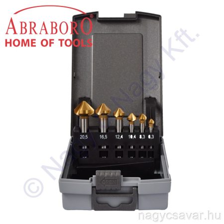 Kúpos süllyesztő készlet HSS-TiN 6r. műanyag dobozban ABRABORO