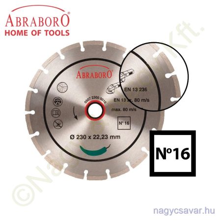 Univerzális gyémánttárcsa No16 230x22,23mm ABRABORO