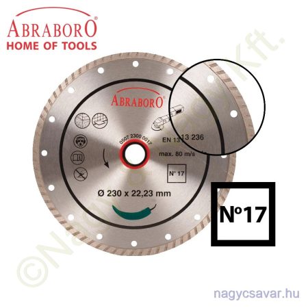Turbó gyémánttárcsa No17 115x22,23mm ABRABORO