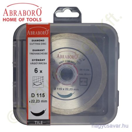 Csempevágó gyémánttárcsa No13 6db 115x22,23mm ABRABORO