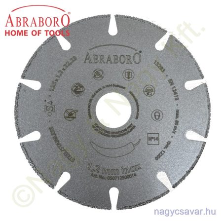 INOX gyémántszemcsés vágókorong 125x1,2x22,23mm ABRABORO