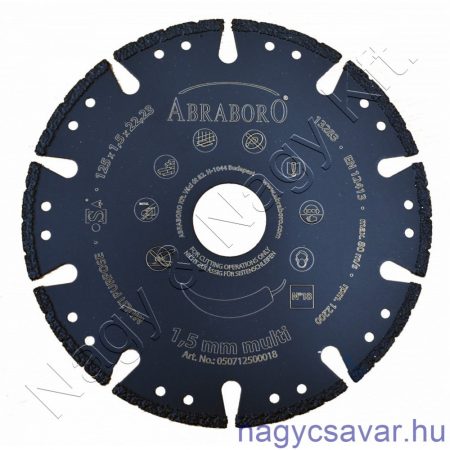 Multi gyémántszemcsés vágókorong 125x1,5x22,23mm ABRABORO