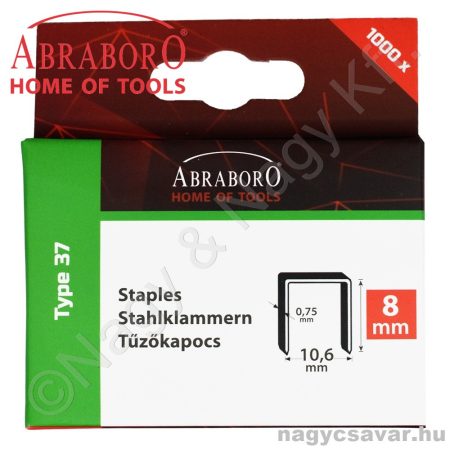 CHILITAC tűzőkapocs H-37 típus 12mm (0,75x10,6mm) 1.000 db/cs ABRABORO