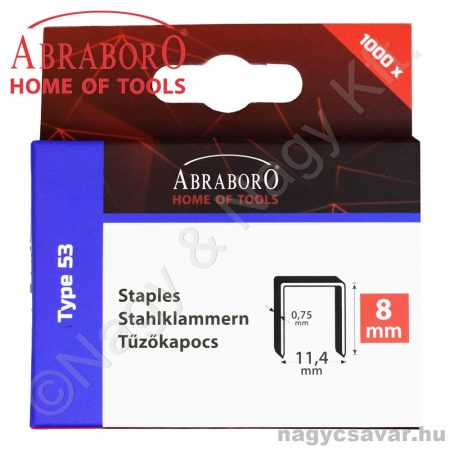 CHILITAC tűzőkapocs A-53 típus 6mm (0,75x11,4mm) 1.000 db/cs ABRABORO