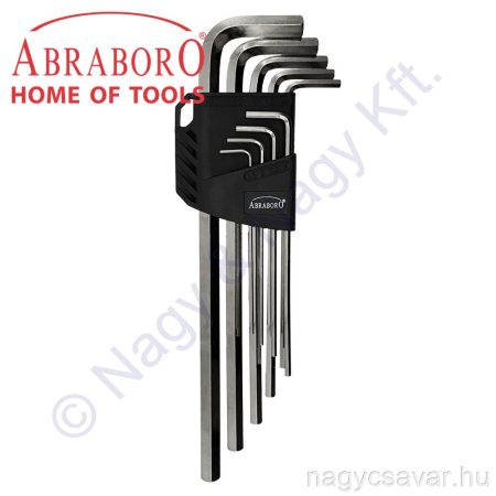 Imbuszkulcs klt. 9r. hosszú, 1.5/2/2.5/3/4/5/6/8/10mm ABRABORO