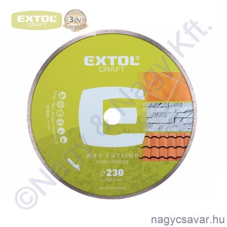 Gyémántvágó korong csempéhez 230×2,5x22,2mm, vizes EXTOL Craft