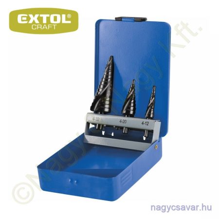 Lépcsős fúró klt. 3r. 4-12/4-20/4-32mm EXTOL Craft