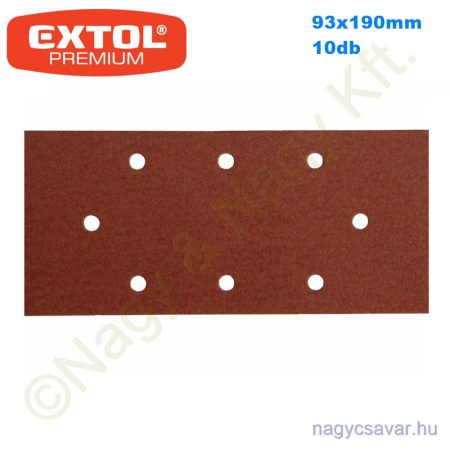 Csiszolópapír, tépőzáras, 93x190mm P40 10db/cs EXTOL Prémium