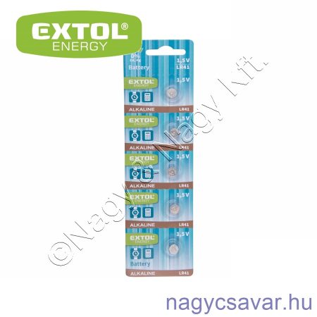 Gombelem LR41 1,5V alkáli, hosszú étettartam 5/cs EXTOL Energy
