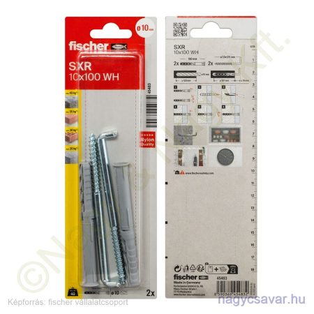 SXR 10x100 WH rögzítődübel + 7x125mm  "L" horog 2db/cs Fischer