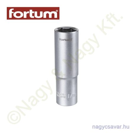 Dugókulcs 1/2" hosszított 17mm 61CrV5 mattkróm Fortum