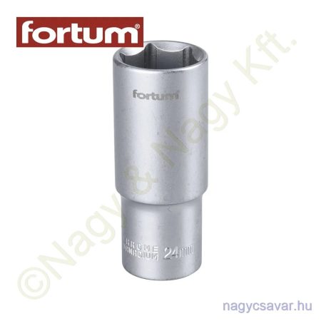Dugókulcs 1/2" hosszított 24mm 61CrV5 mattkróm Fortum
