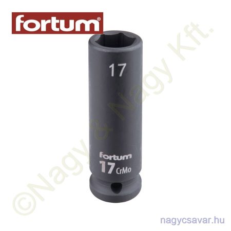 Gépi dugókulcs 1/2" 17mm l=78mm feketített CrMo FORTUM