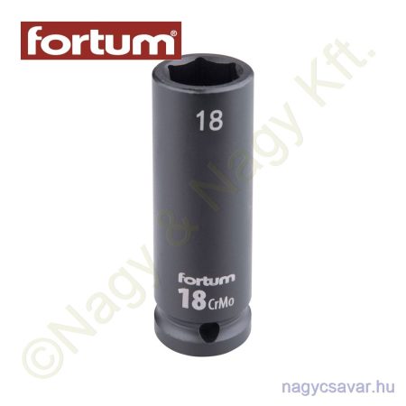 Gépi dugókulcs 1/2" 18mm l=78mm feketített CrMo FORTUM