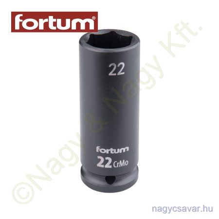 Gépi dugókulcs 1/2" 22mm l=78mm feketített CrMo FORTUM
