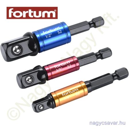 Dugókulcs adapter készlet 3r. 1/4" -> 1/4" - 3/8" - 1/2" FORTUM