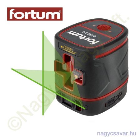 Lézeres önbeálló vízszintező, ZÖLD, 1H1V, Li-ion 3,7V 1,4Ah 0,3mm/1m, 1/4" FORTUM