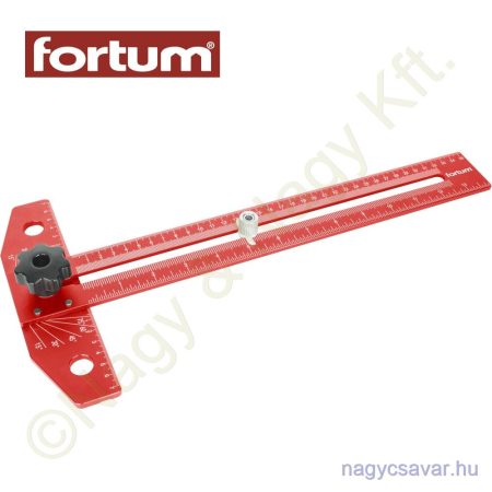 Asztalos T-vonalzó, 350x190mm, ALU, lézer gravírozott  FORTUM