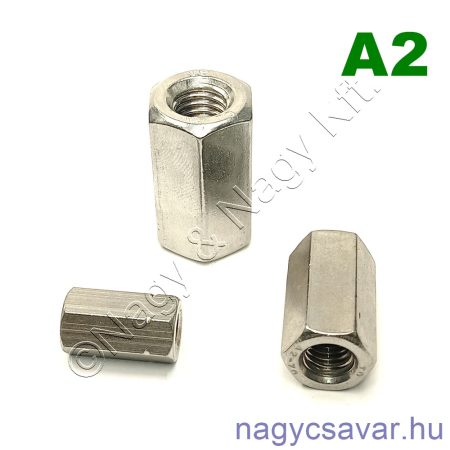 M20 menetes szál toldó hatlapú 60mm A2 