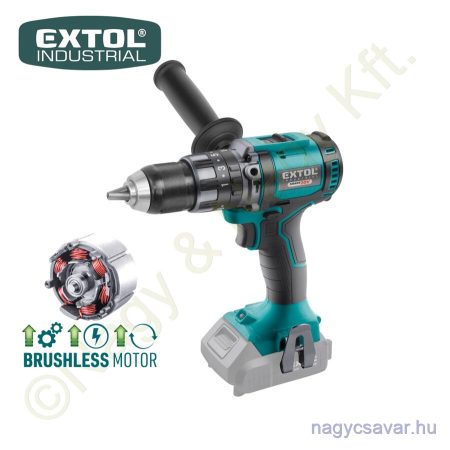 Akkus ütvefúró-csavarozó szénkefementes motor, Share20V 20V Li-Ion akku és töltő nélkül + koffer 80/60Nm EXTOL Industrial