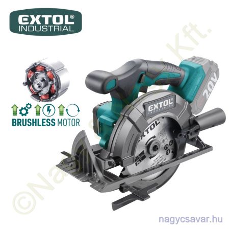 Akkus körfűrész szénkefenélküli motor Share20V 20V Li-ion akku és töltő nélkül 0-3.650 1/perc Ø165mm tárcsa EXTOL Industrial