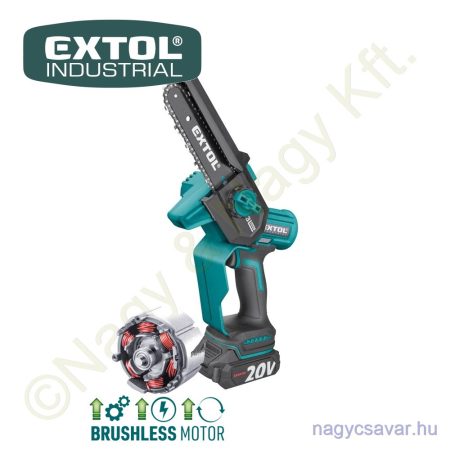 Akkus láncfűrész, kefementes motor, SHARE 20V 20V Li-Ion 1x2,0Ah EXTOL Industrial