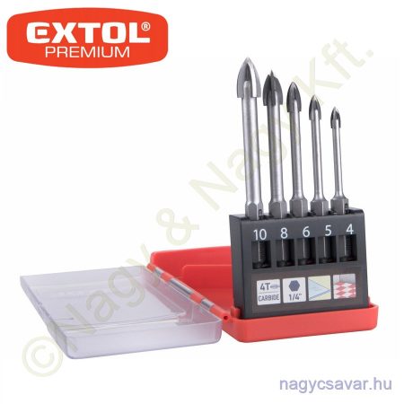 Üvegfúró klt. 1/4" 4-10mm  5r. EXTOL Prémium