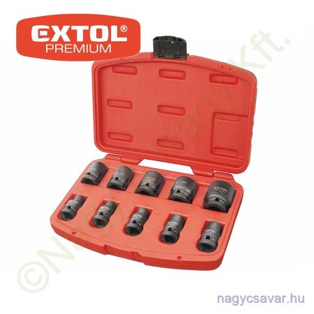 Gépi dugókulcs klt. 1/2'' 9-27mm-ig  10r. EXTOL Prémium