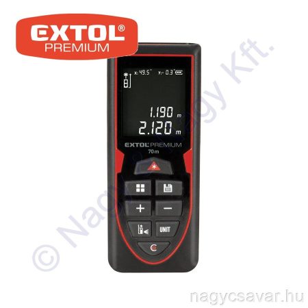Digitális lézeres távolságmérő akkuval 0,05-70m ZÖLD EXTOL Prémium