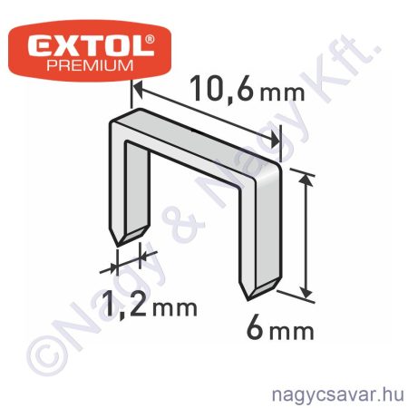 Tűzőgépkapocs 6mm 1.000db EXTOL Prémium