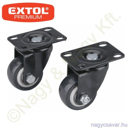 Készülékgörgő 2 db, önbeálló, fekete PVC, golyóscsapággyal, 40mm EXTOL Prémium