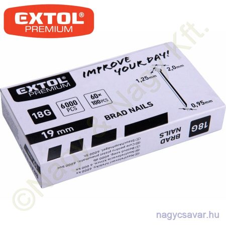 Szeg fejjel, 18G, szár.: 1,25×0,95 mm, fej: 2mm, hossz:19mm 6.000db EXTOL Prémium