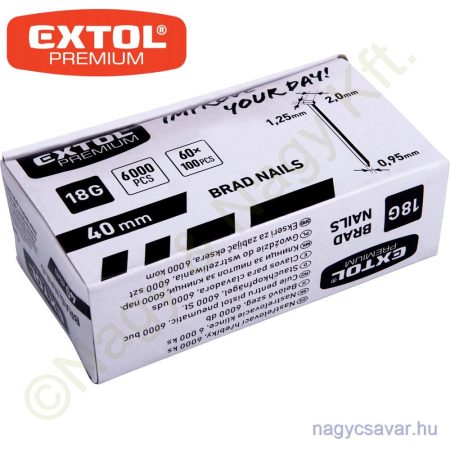 Szeg fejjel, 18G, szár.: 1,25×0,95 mm, fej: 2mm, hossz:40mm 6.000db EXTOL Prémium
