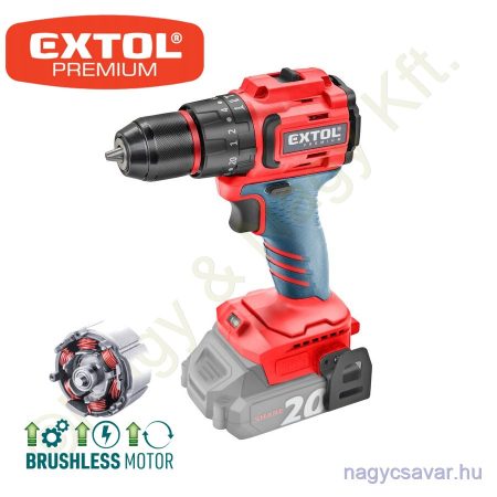 Akkus ütvefúró csavarozó Share20V 20V Li-Ion akku és töltő nélkül 50Nm EXTOL Prémium