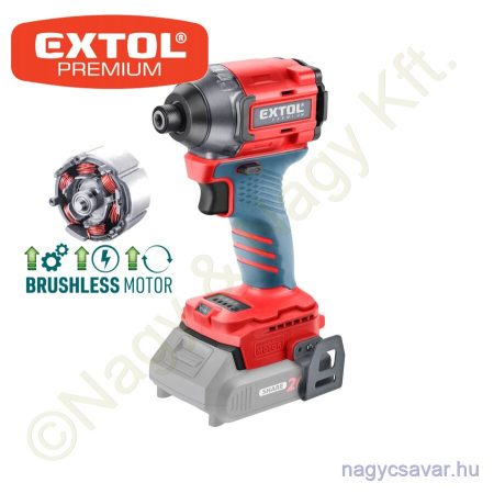 Akkus ütvecsavarozó szénkefementes motor Share20V 20V akku és töltő nélkül 1/4" hatszög 230Nm EXTOL Prémium