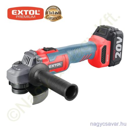 Akkus sarokcsiszoló szénkefementes motor Share20V 20V Li-Ion 1x4,0Ah + töltő Ø125mm EXTOL Prémium