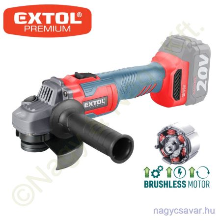 Akkus sarokcsiszoló szénkefementes motor Share20V 20V Li-ion akku és töltő nélkül Ø125mm EXTOL Prémium