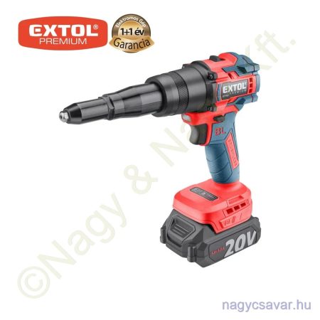 Akkus popszegecshúzó SHARE 20V 3,2-4,0-4,8mm 20V Li-Ion 1x2,0Ah EXTOL Prémium