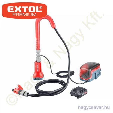 Akkus esővíz (hordóürítő) szivattyú, kivezetőcsővel Share20V Li-Ion 1x2,0Ah + töltő 1,9m3/h EXTOL Prémium
