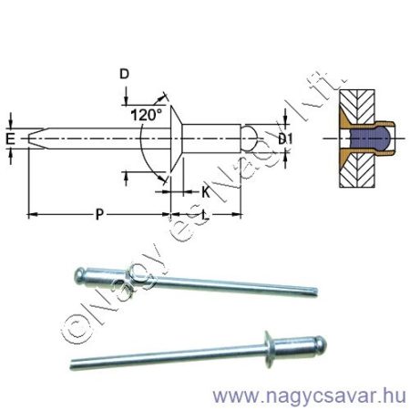 3,2x12 SF Al/St popszegecs DSU