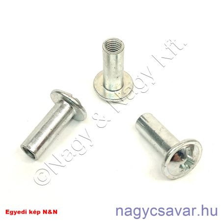 M4x13 bútorösszehúzó hüvely horg.