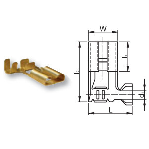 Szigeteletlen rátolható csatlakozó hüvely 7,7×0,8mm, 1-2,5mm2, 90°