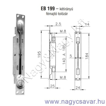 Tolózár kétirányú 195mm EB199