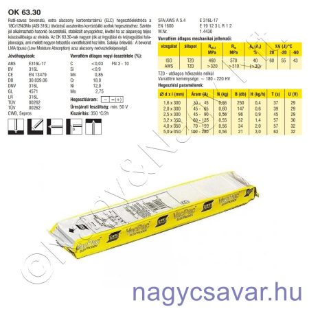 OK 63.30 1,6mm rut-sav elektróda 1,6 kg