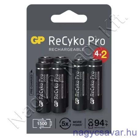 Akkumulátor AA ReCyko+ PRO 2.000mAh NiMh 1,2V GP (HR6)