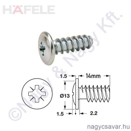 Panelrögzítő csavar 6,3x19mm 5mm furatba HAFELE