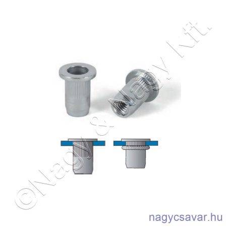 M8 NP recézett szegecsanya 1,0-3,5mm-ig, fúró Ø11,1mm KOE