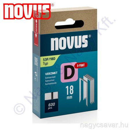 D 53F 18mm tűzőkapocs, lapos, D-csúcs 600db NOVUS