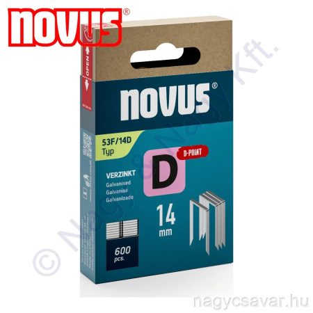 D 53F 14mm tűzőkapocs, lapos, D-csúcs 600db NOVUS